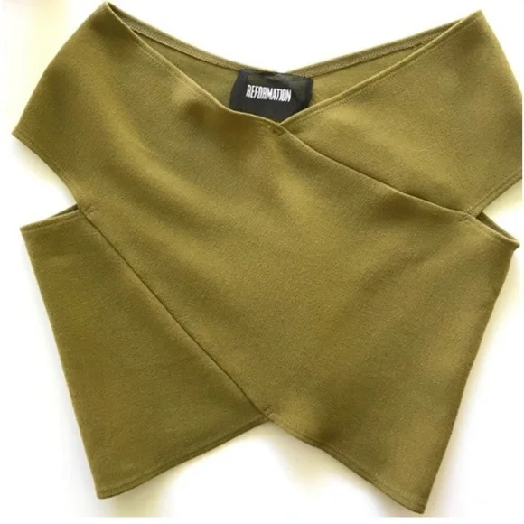 Reformation Olive Cross-Front Crop Top XXS - Picture 2 of 5